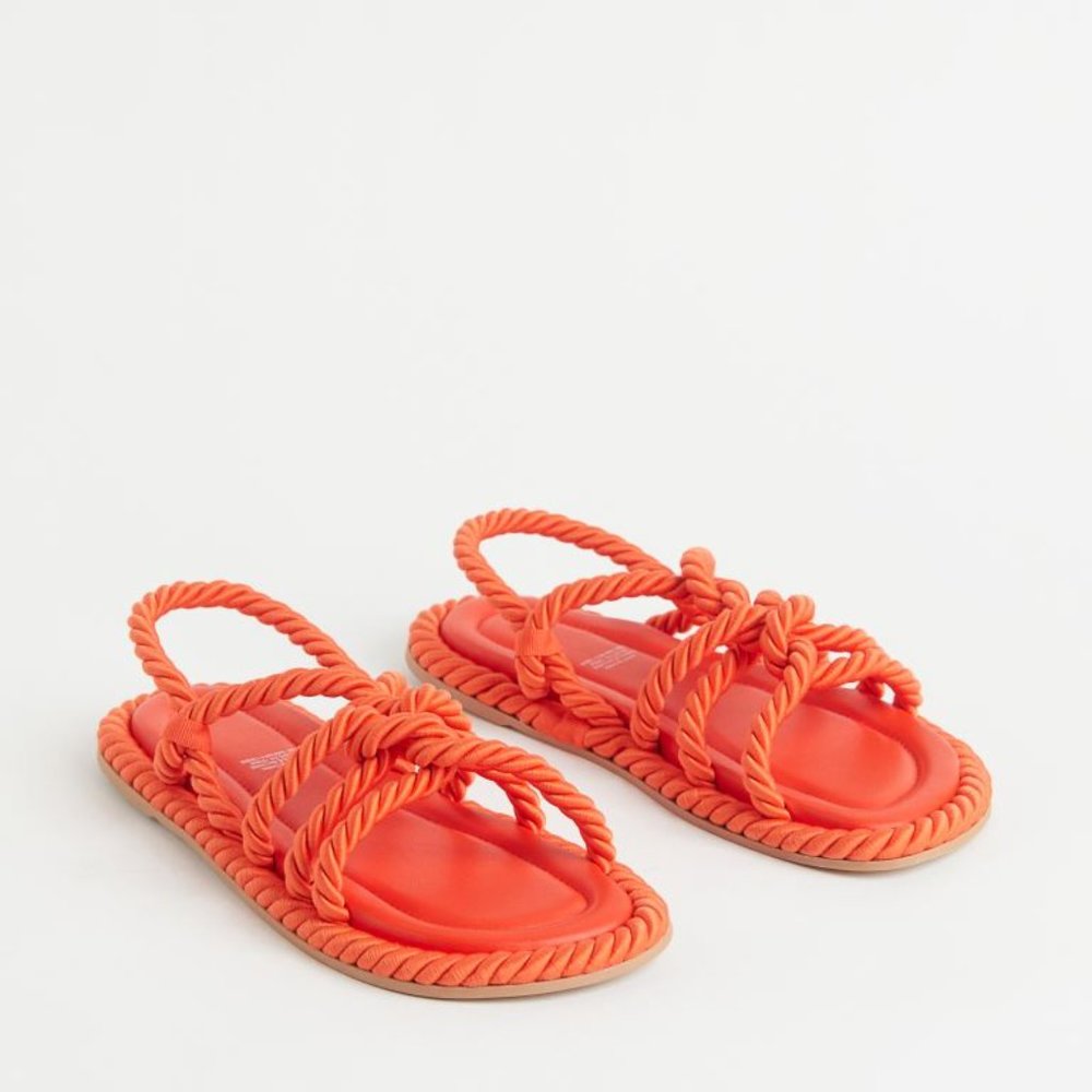 NWOT H&M Rope Sandals Bright red orange US 7